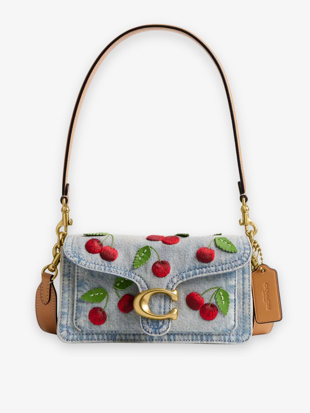 Bolso de hombro Tabby 20 con bordado de cerezas