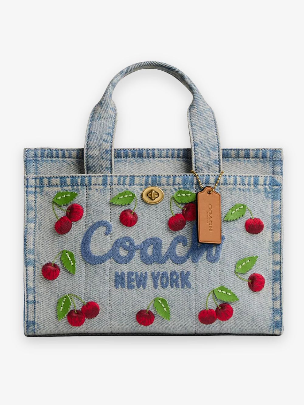 Tote crossbody Cargo 26 Denim bordado de cerezas