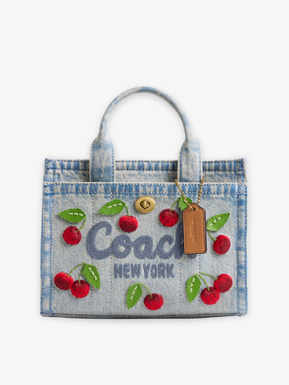 Mini Tote crossbody Cargo 20 Denim bordado de cerezas