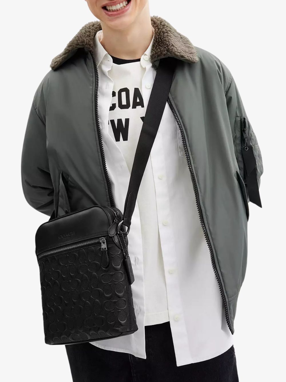 Bolso Crossbody de cuero Houston con relieve