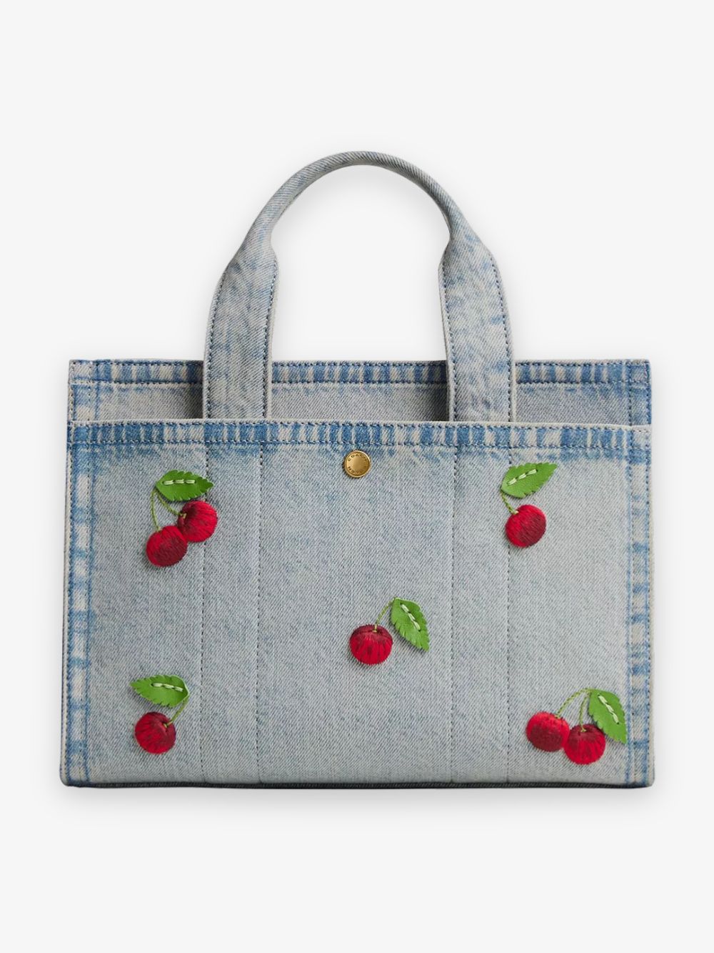 Tote crossbody Cargo 26 Denim bordado de cerezas