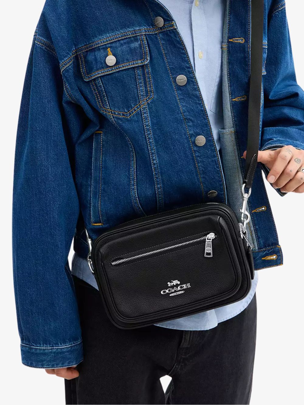 Bolso crossbody de cuero liso Elias