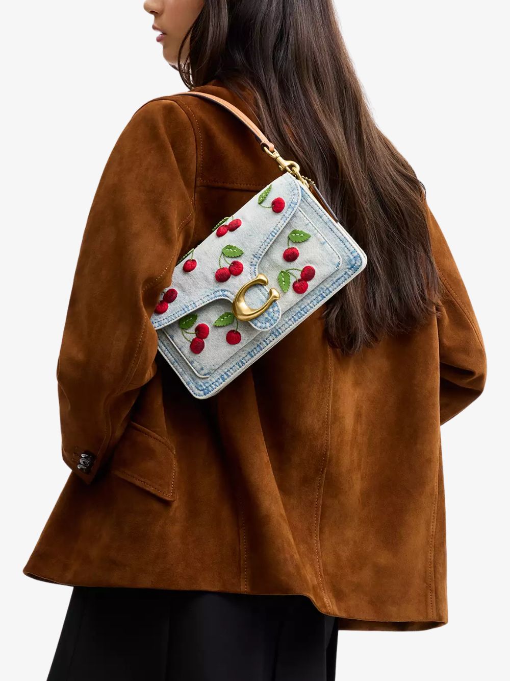 Bolso de hombro Tabby 26 con bordado de cerezas