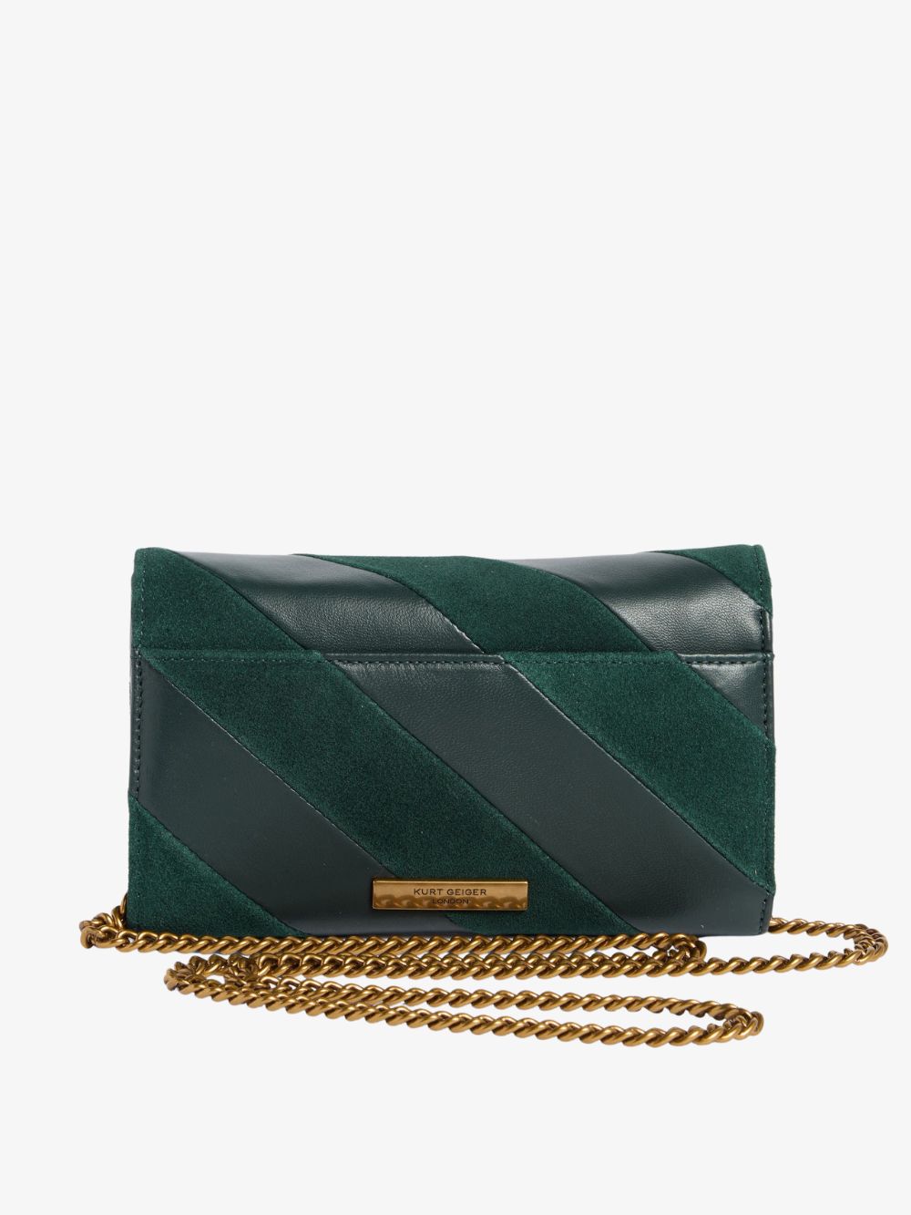 Cartera en piel con cadena Soho verde