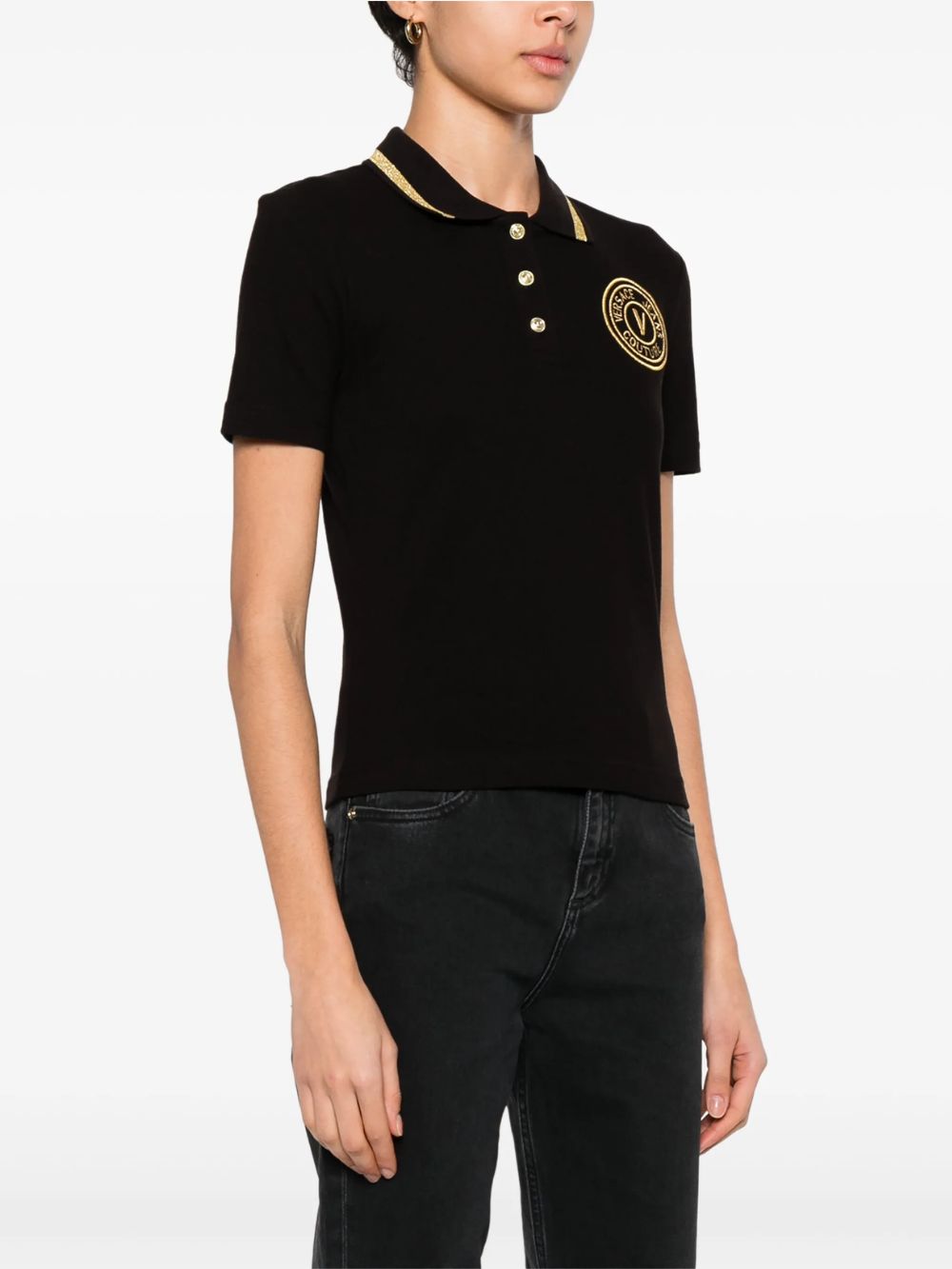 Versace / Playera negra filo dorado M
