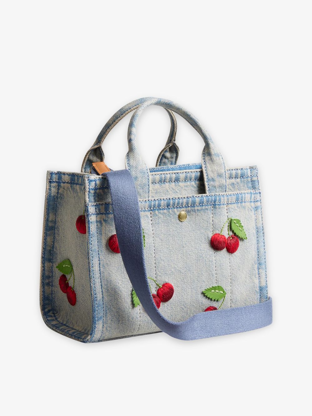 Mini Tote crossbody Cargo 20 Denim bordado de cerezas