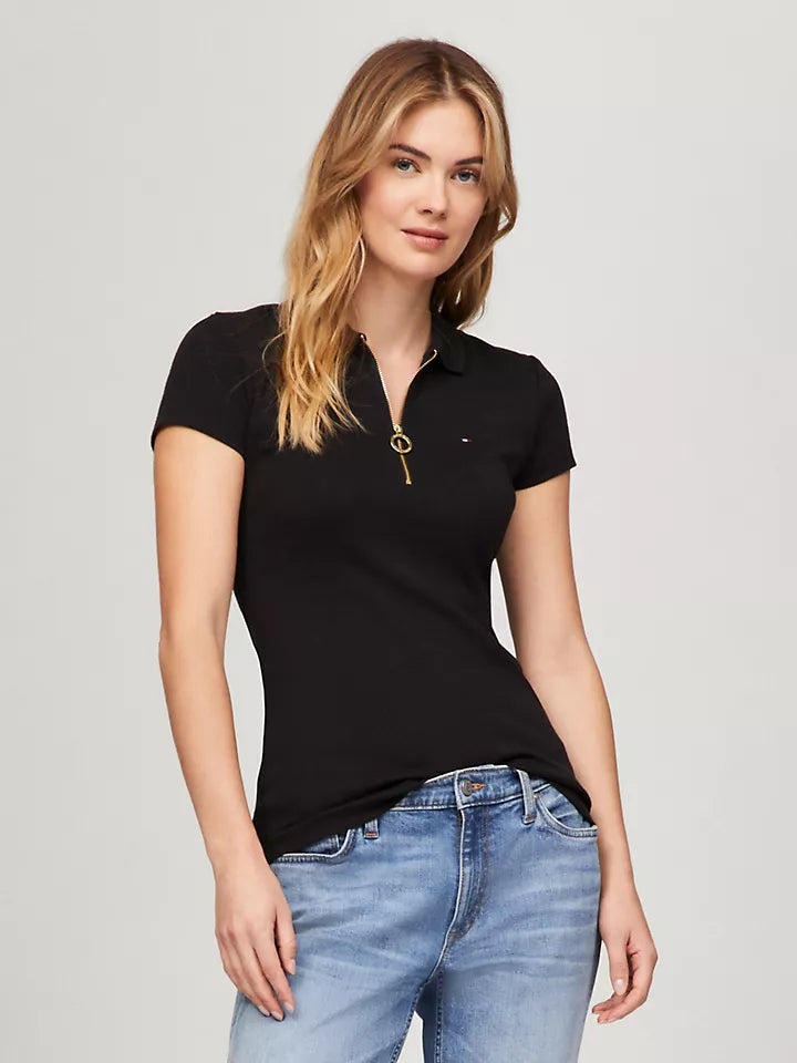 Tommy Hilfiger Playera tipo polo con cierre