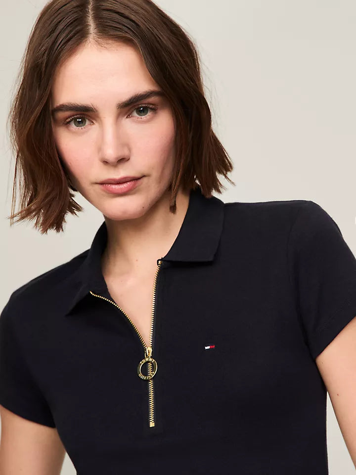 Tommy Hilfiger Playera tipo polo con cierre