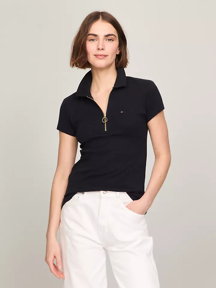 Tommy Hilfiger Playera tipo polo con cierre
