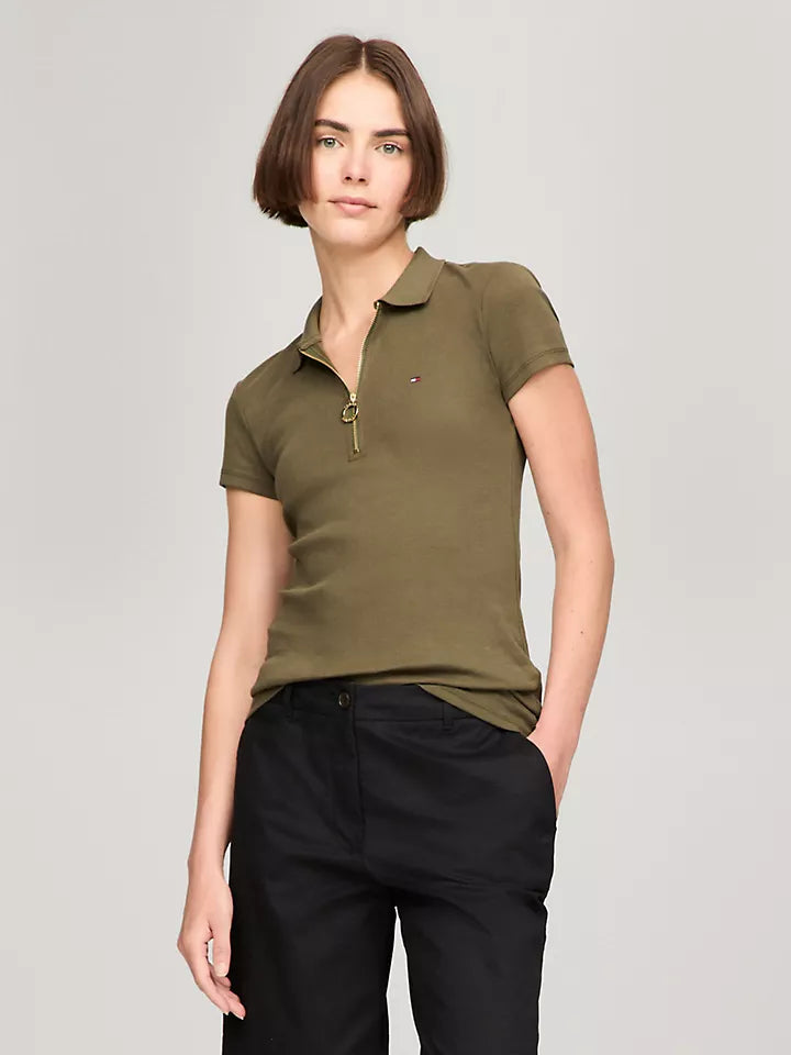Tommy Hilfiger Playera tipo polo con cierre