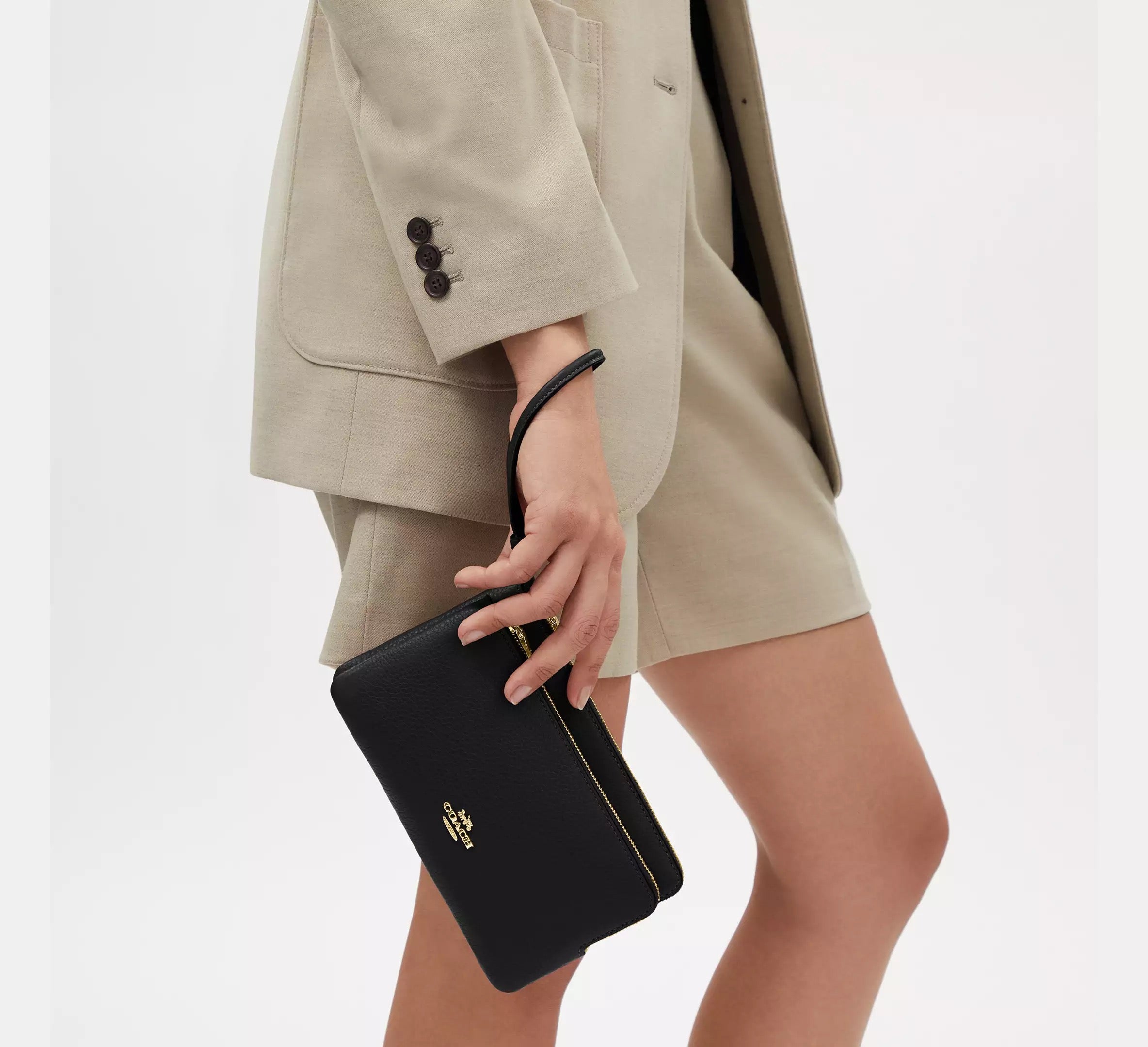 Coach Wristlet doble cierre grande