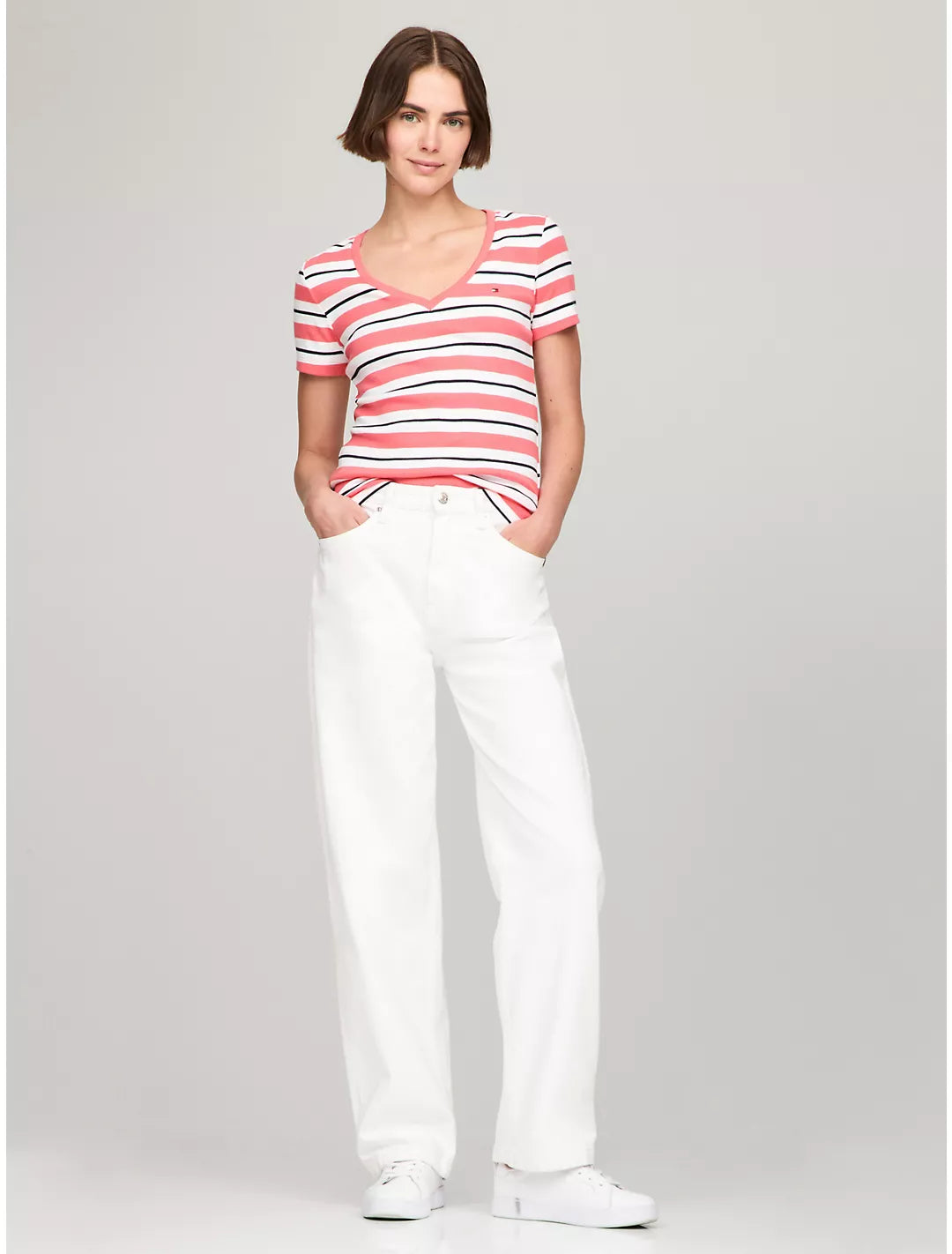 Tommy Hilfiger Playera a rayas con escote en V
