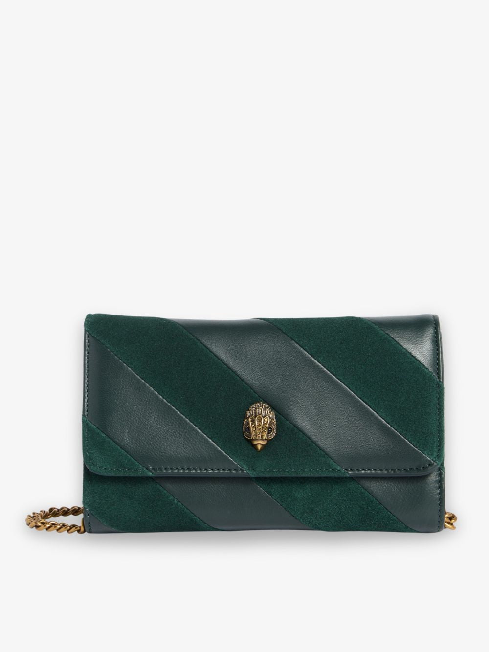 Cartera en piel con cadena Soho verde