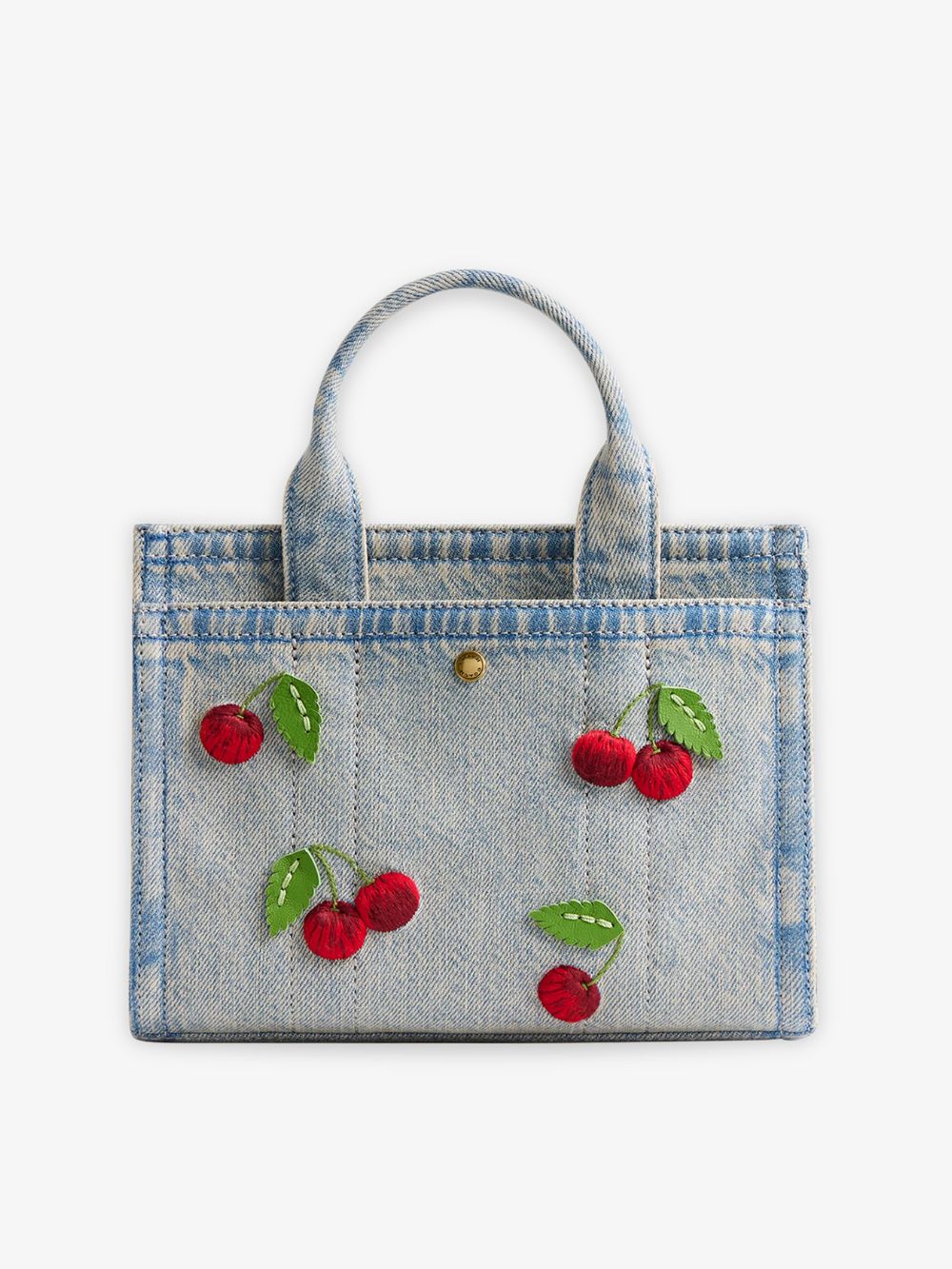 Mini Tote crossbody Cargo 20 Denim bordado de cerezas