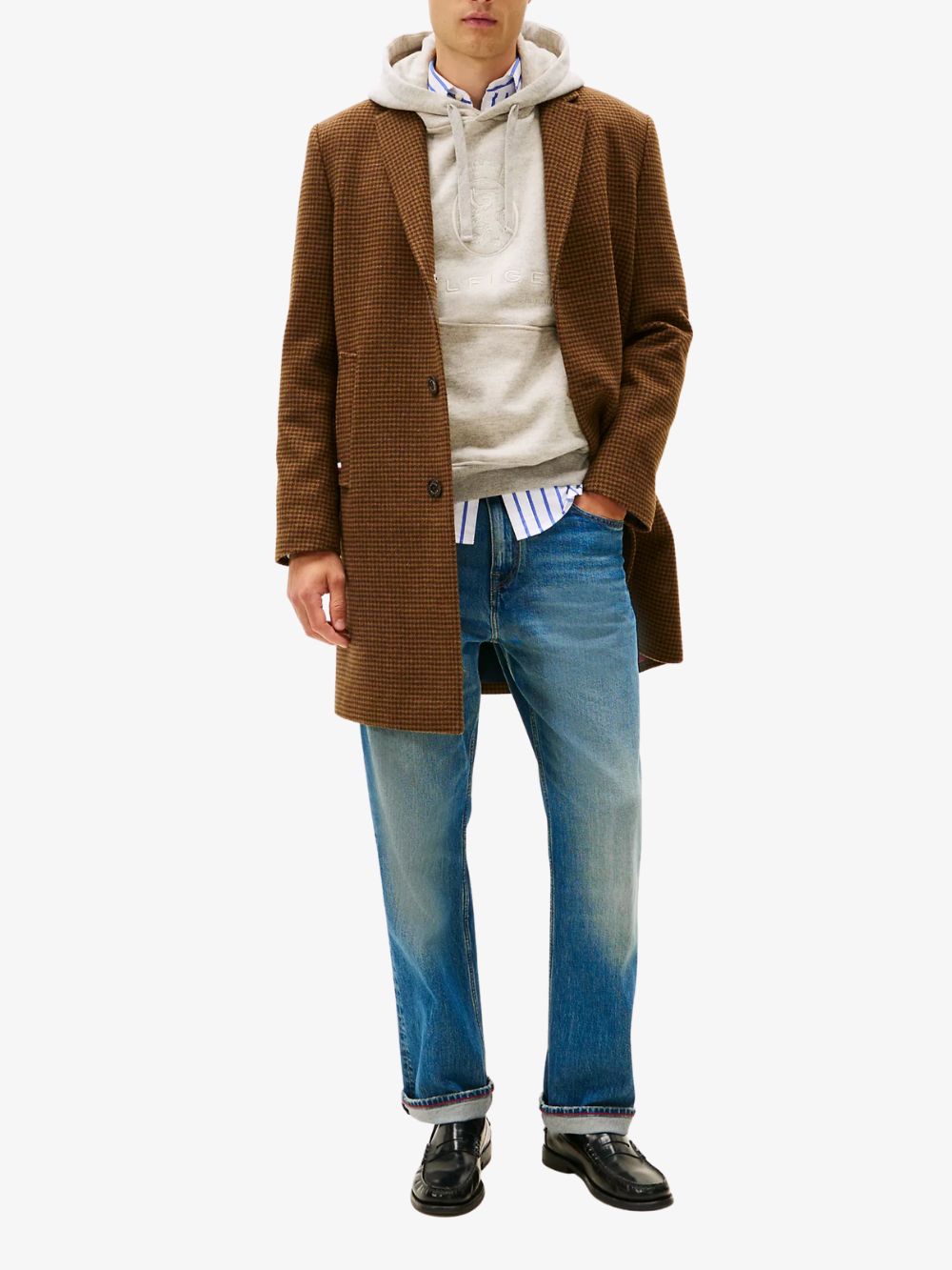 Abrigo de lana Houndstooth