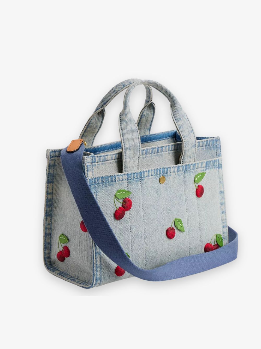 Tote crossbody Cargo 26 Denim bordado de cerezas