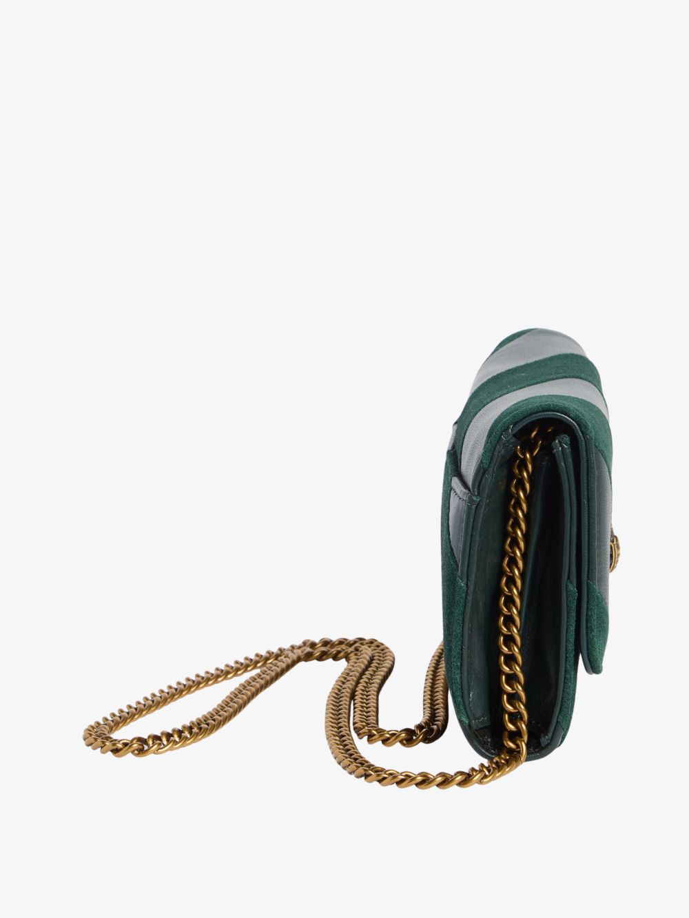 Cartera en piel con cadena Soho verde