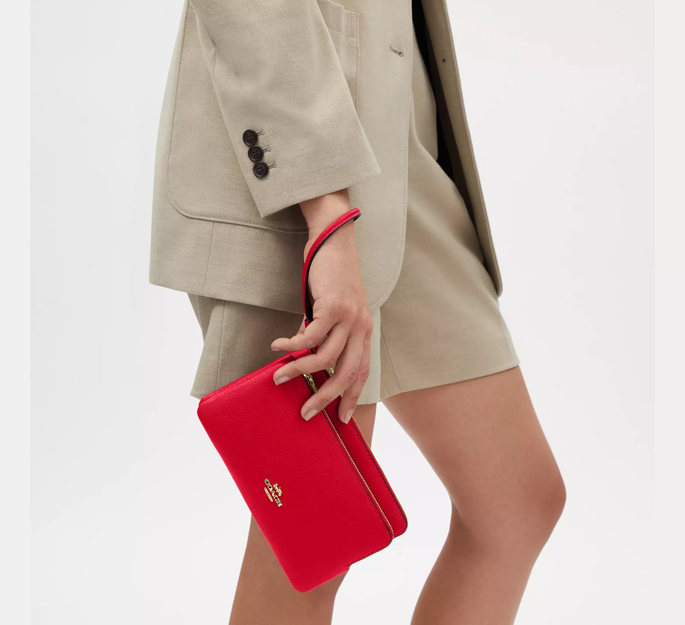 Coach Wristlet doble cierre grande
