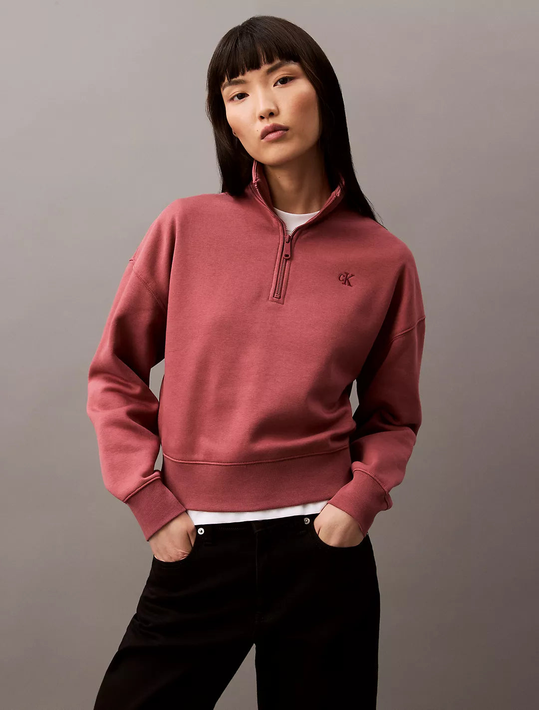Calvin Klein Sudadera con cuello y Logo bordado