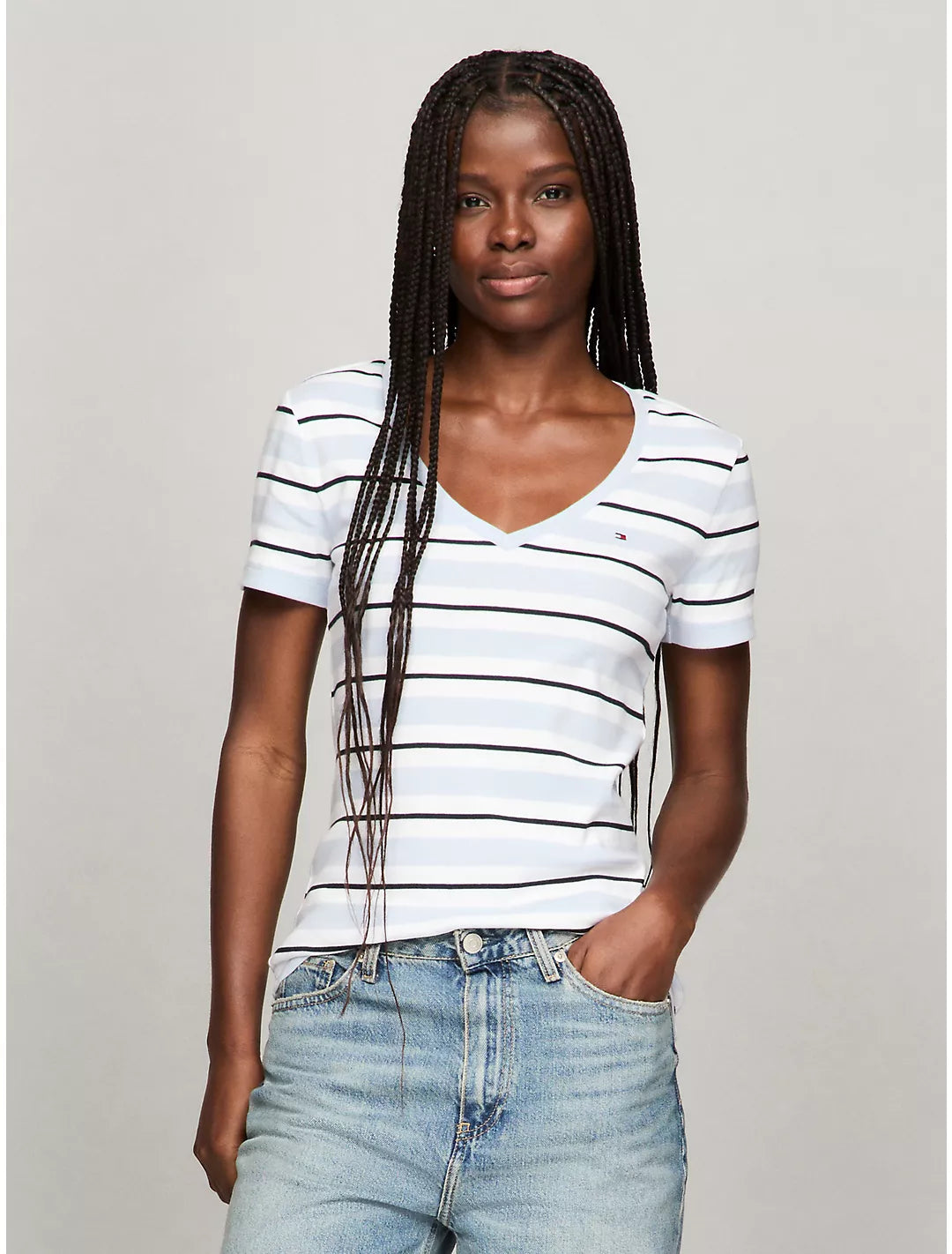 Tommy Hilfiger Playera a rayas con escote en V